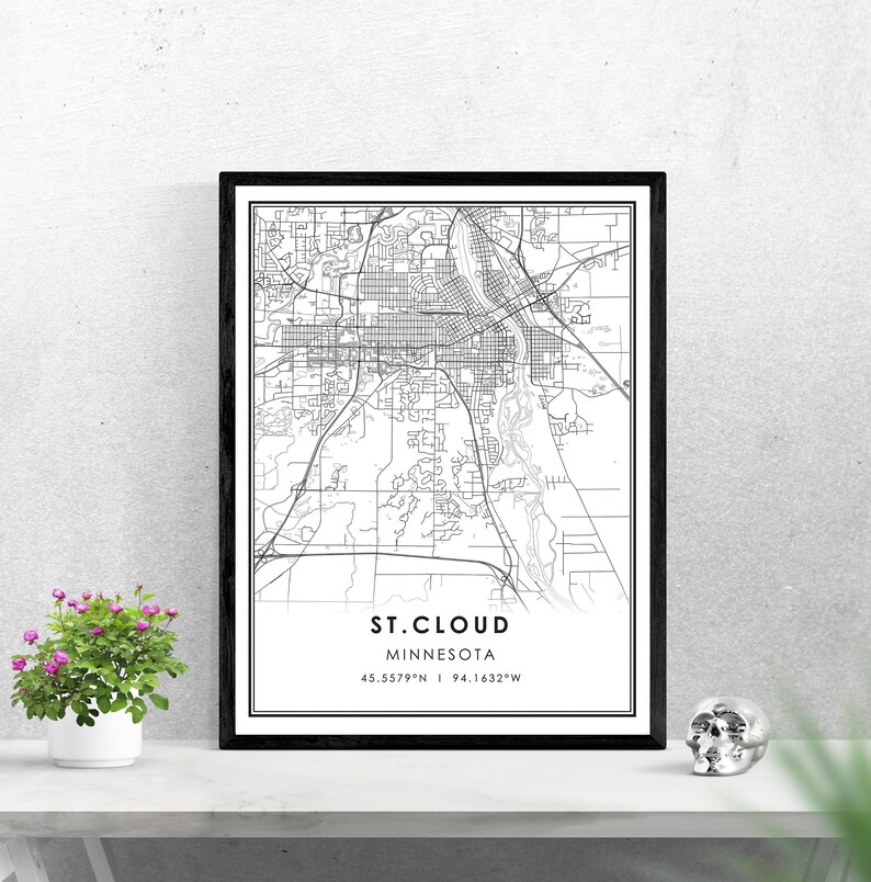 St Cloud map print poster canvas St Cloud Minnesota city map Etsy