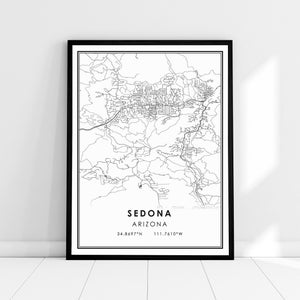 Sedona Arizona map print poster canvas | Sedona Arizona map print poster canvas | Sedona Arizona city map print poster canvas