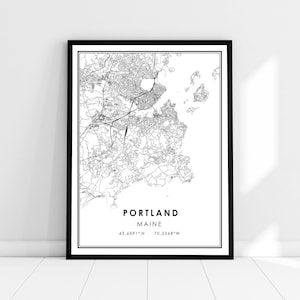 Portland map print poster canvas | Maine map print poster canvas | Portland city map print poster canvas