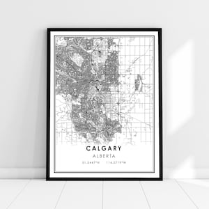 Calgary map print poster canvas | Alberta map print poster canvas | Calgary city map print poster canvas