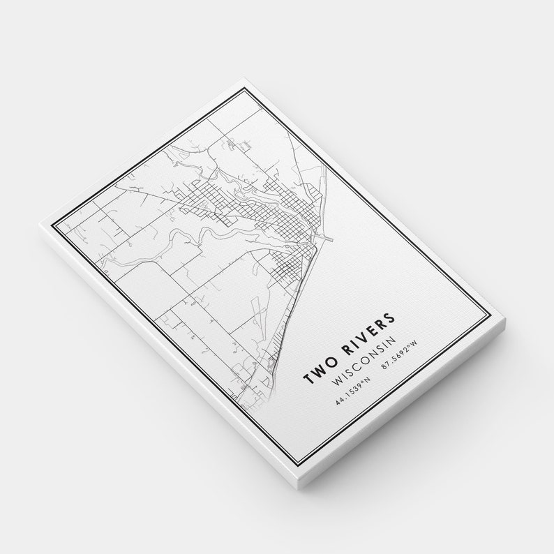 Two Rivers Map Print Poster Canvas | Wisconsin Map Print Poster Canvas ...