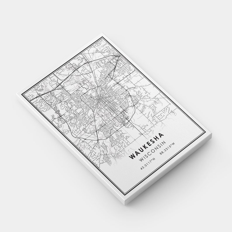 Waukesha map print poster canvas Wisconsin map print poster canvas Waukesha city map print poster canvas image 4
