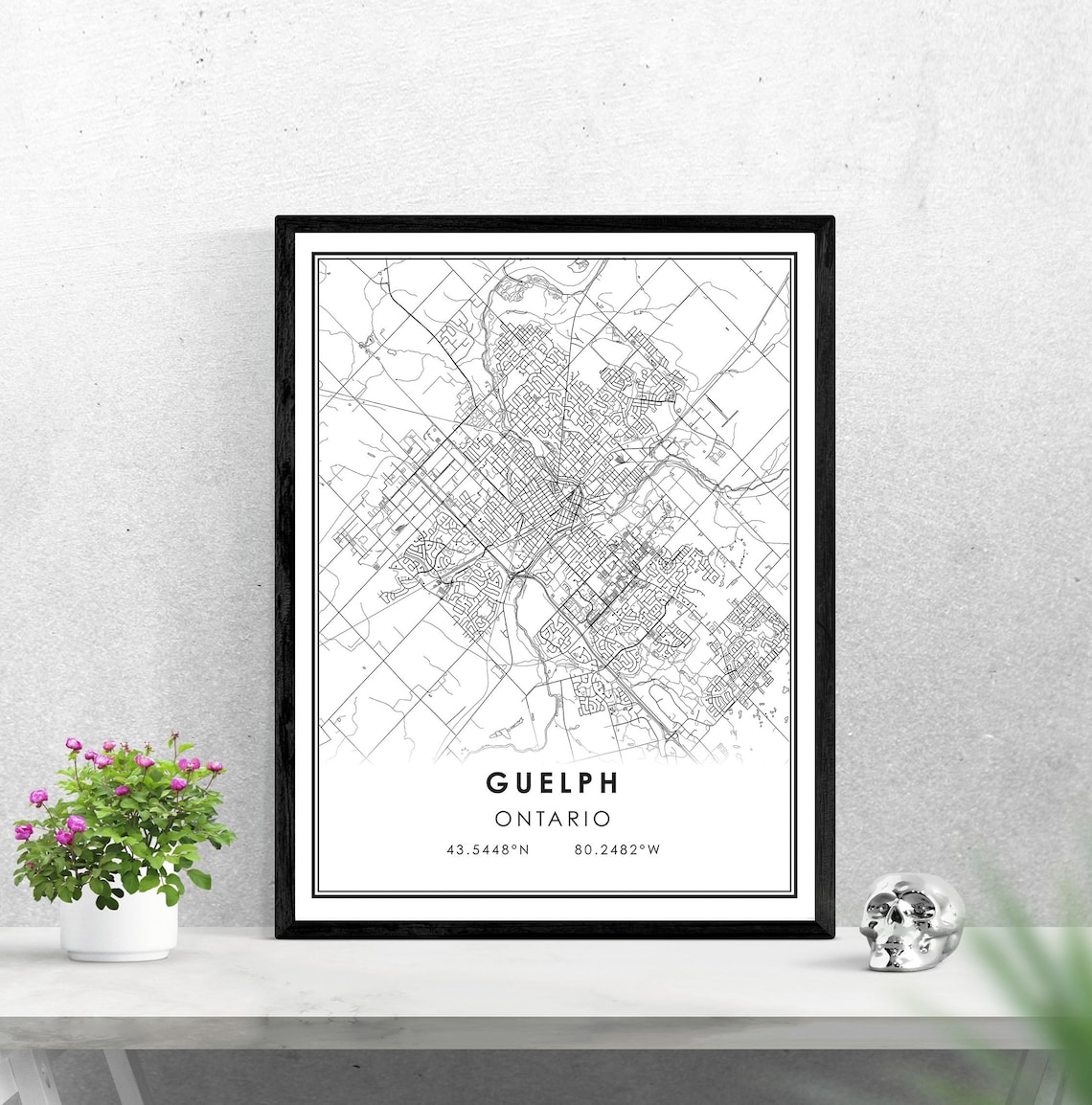 Guelph map print poster canvas Guelph Ontario Street map Etsy