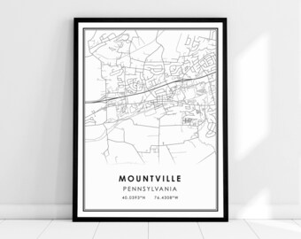 Mountville Pennsylvania map print poster canvas | Mountville city map print poster canvas