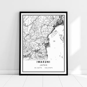 Iwakuni Japan map print poster canvas | Iwakuni city map print poster canvas