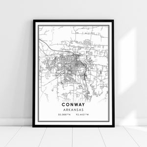 Conway Arkansas map print poster canvas | Arkansas Conway  map print poster canvas | Conway Arkansas city map print poster canvas