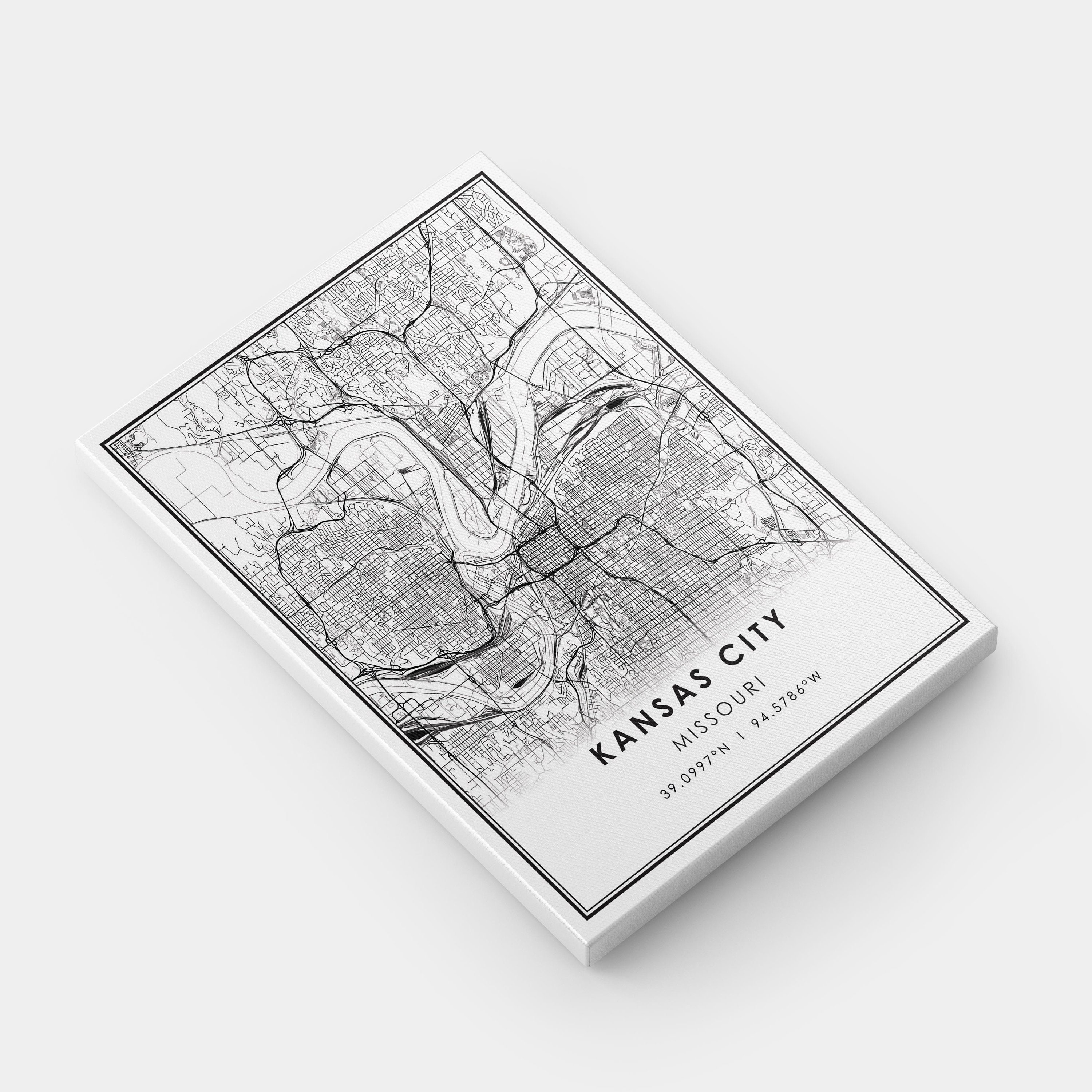 Kansas City Map Print Poster Canvas Missouri Map Print Etsy