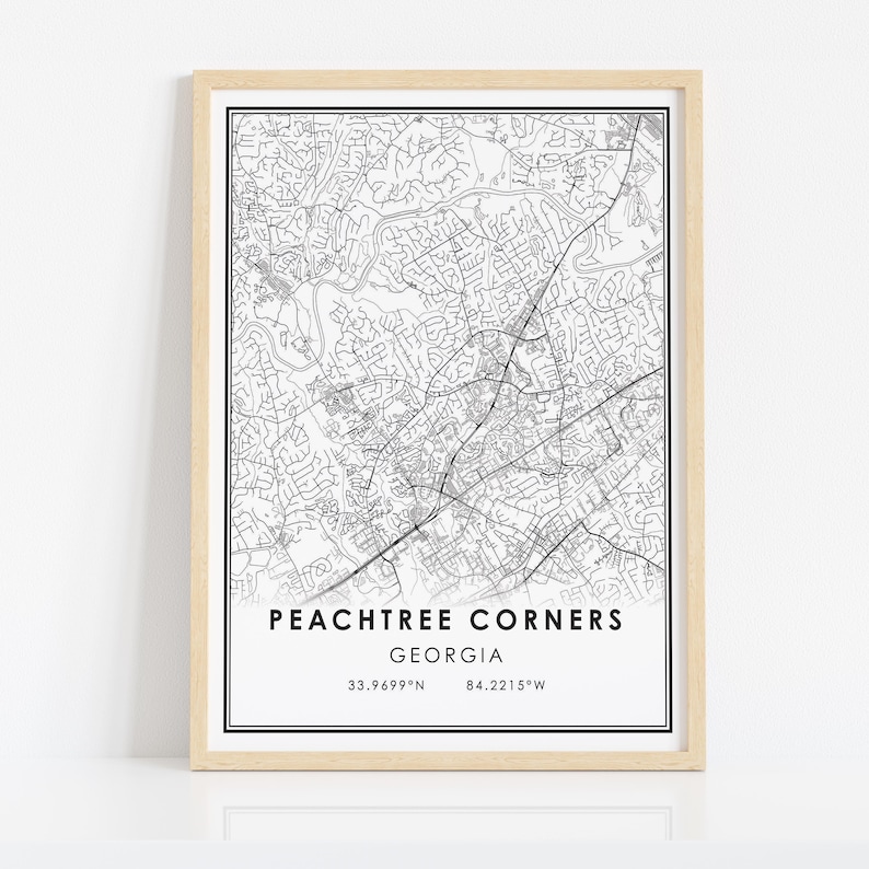 Peachtree Corners Map Print Poster Canvas Map Print Etsy