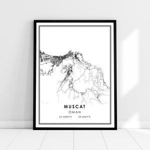 Muscat map print poster canvas | Oman map print poster canvas | Muscat city map print poster canvas