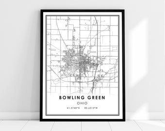 Bowling Green map print poster canvas | Ohio map print poster canvas | Bowling Green city map print poster canvas