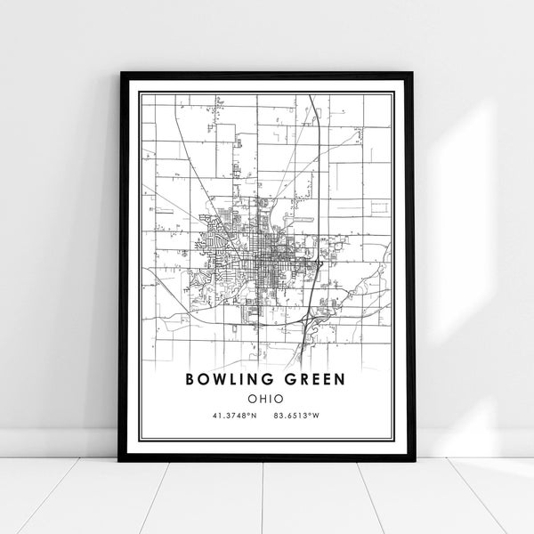 Bowling Green map print poster canvas | Ohio map print poster canvas | Bowling Green city map print poster canvas