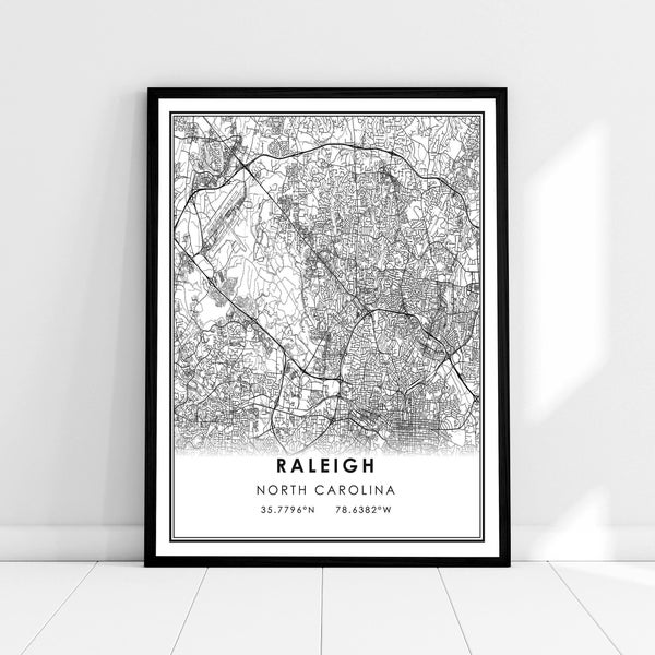Raleigh map print poster canvas | North Carolina map print poster canvas | Raleigh city map print poster canvas