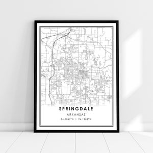 Springdale map print poster canvas | Springdale Arkansas map print poster canvas | Arkansas map print poster canvas