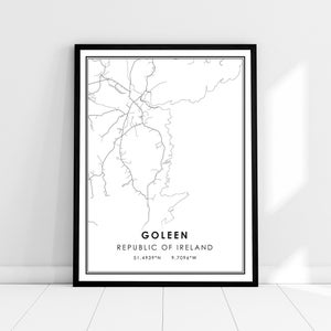 Goleen map print poster canvas | Republic of Ireland map print poster canvas | Goleen city map print poster canvas