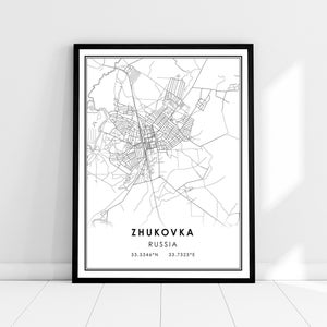 Zhukovka map print poster canvas | Russia map print poster canvas | Zhukovka city map print poster canvas