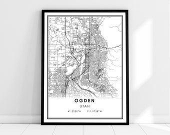 Ogden Utah map print poster canvas | Utah Ogden map print poster canvas | Ogden city map print poster canvas