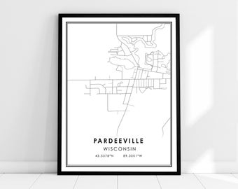 Pardeeville map print poster canvas | Wisconsin map print poster canvas | Pardeeville city map print poster canvas