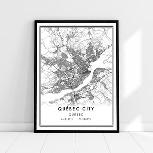 Carte de la ville de Québec imprimer affiche toile | Carte du Québec imprimer affiche toile | Toile d’affiche imprimée de la feuille de route de la ville de Québec
