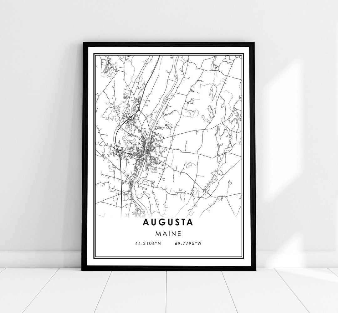 Augusta Map Print Poster Canvas Maine Map Print Poster Canvas Augusta ...