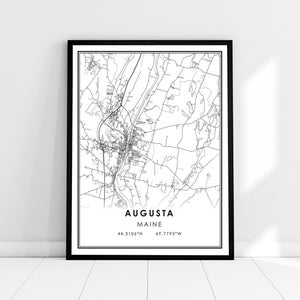 Augusta map print poster canvas | Maine map print poster canvas | Augusta city map print poster canvas