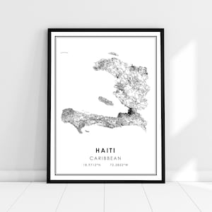 Haiti map print poster canvas | Haiti road map print poster canvas