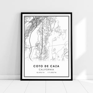 Coto De Caza California mapa impresión cartel lona / Coto De Caza ciudad mapa impresión cartel lona
