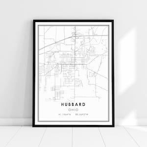 Hubbard Ohio map print poster canvas | Hubbard city map print poster canvas