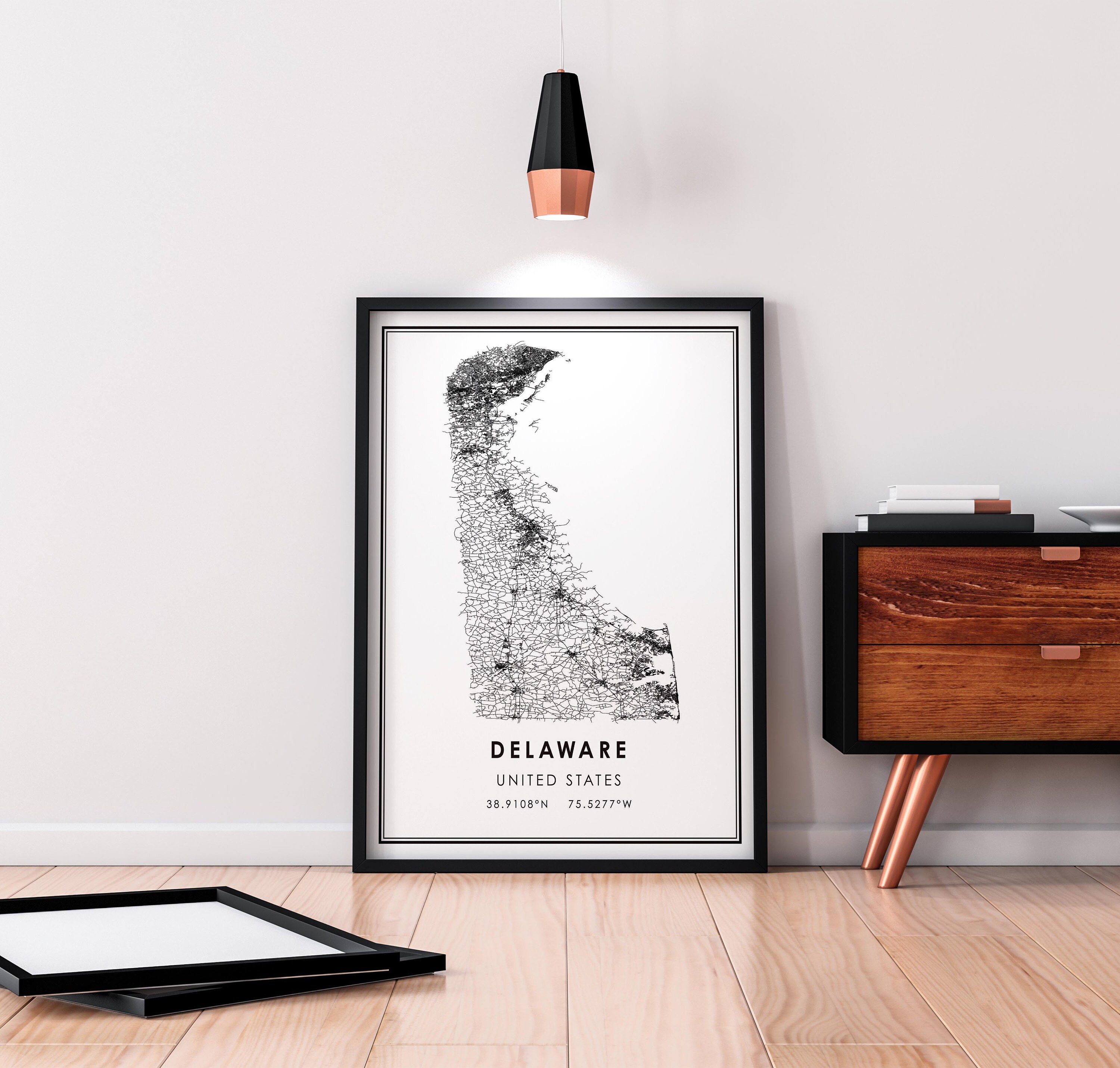 Delaware Map Print Poster Canvas Delaware United States - Etsy
