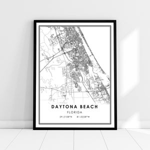 Carte de Daytona Beach imprimer poster canvas | Carte de Floride imprimer poster canvas | Carte routière de Daytona Beach imprimer une toile d’affiche