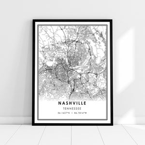 Nashville map print poster canvas | Tennessee map print poster canvas | Nashville city map print poster canvas