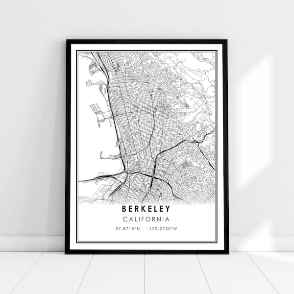 Berkeley map print poster canvas | California map print poster canvas | Berkeley city map print poster canvas