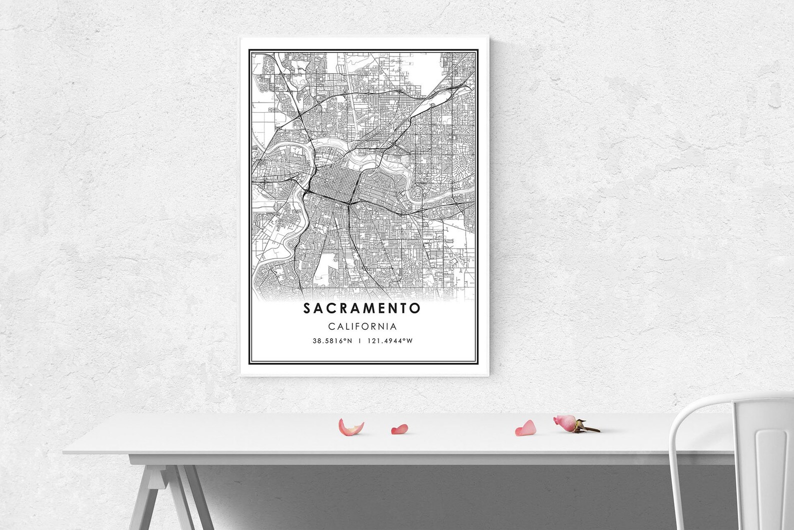 Sacramento map print poster canvas Sacramento California Etsy