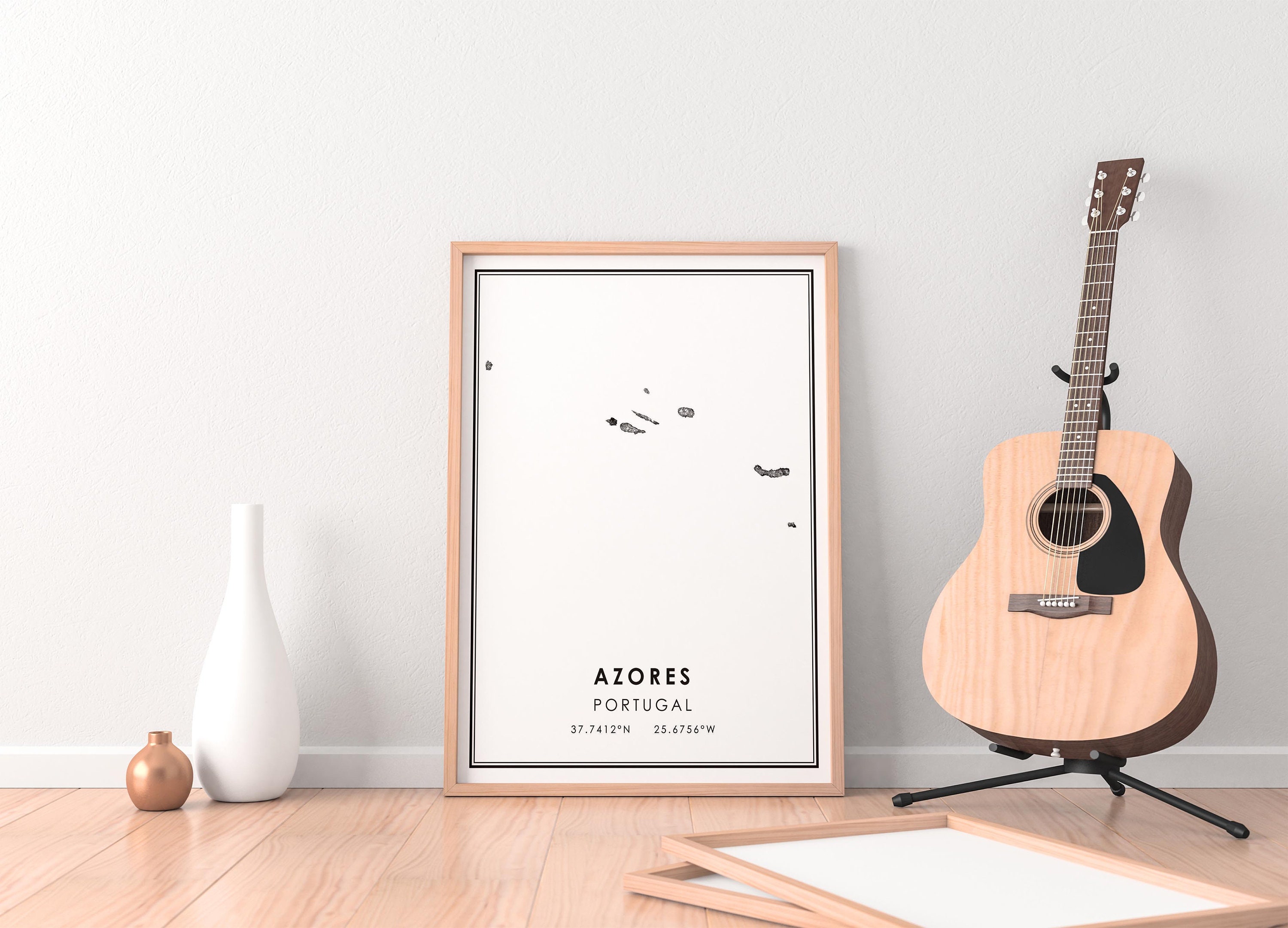 Azores Map Print Poster Canvas | Portugal Map Print Poster Canvas ...