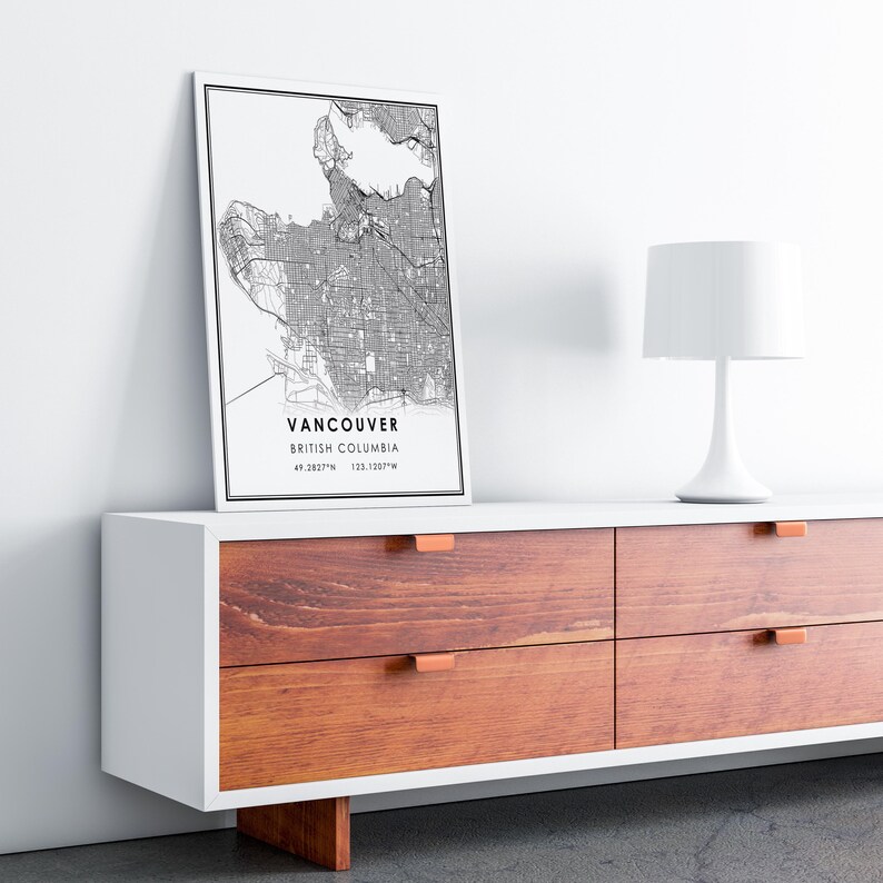 Vancouver map print poster canvas | British Columbia map print poster canvas | Vancouver city map print poster canvas image 7
