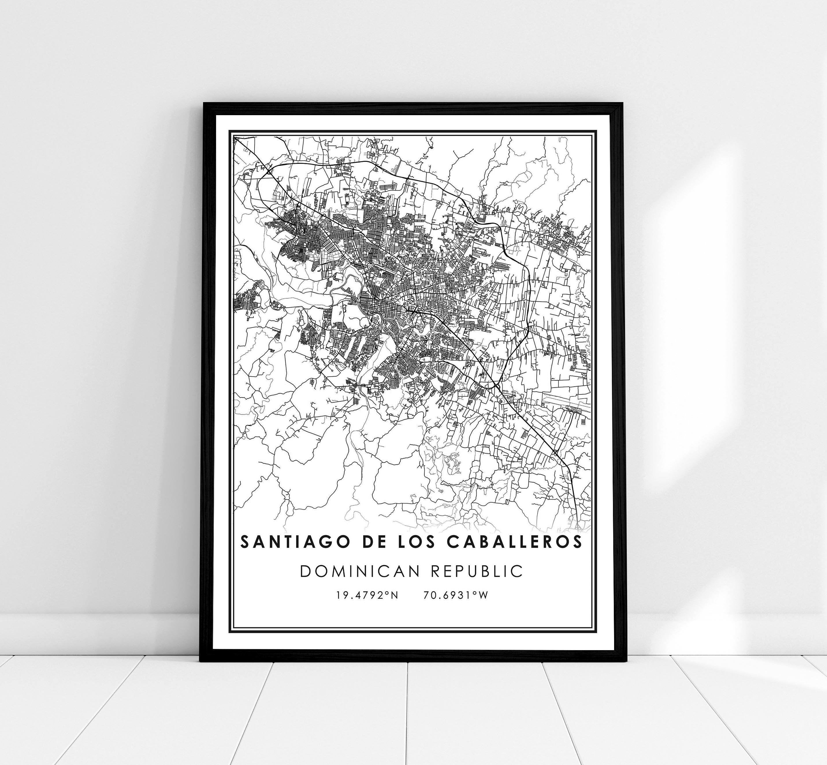 Santiago De Los Caballeros map print poster canvas | Santiago De Los Caballeros city map print poster canvas