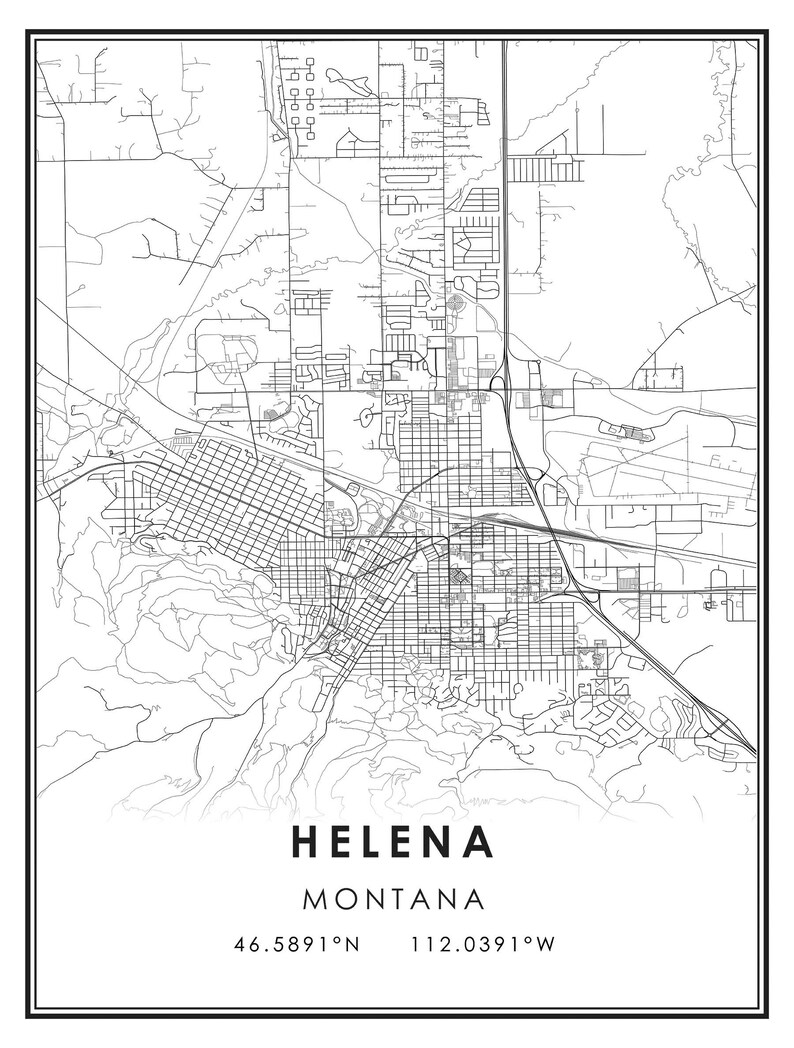 Helena Montana map print poster canvas Helena Montana city Etsy