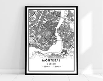 Montreal map print poster canvas | Quebec map print poster canvas | Montreal city map print poster canvas