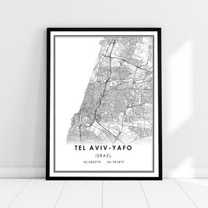 Tel Aviv-Yafo map print poster canvas | Israel map print poster canvas | Tel Aviv-Yafo map print poster canvas