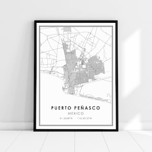 Puerto Penasco Mexico map print poster canvas | Mexico map print poster canvas | Puerto Penasco Mexico city map print poster canvas