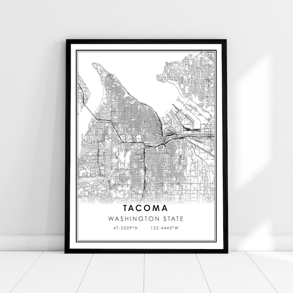 Tacoma map print poster canvas | Washington map print poster canvas | Tacoma city map print poster canvas