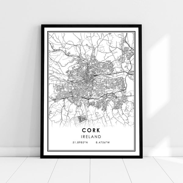 Cork map print poster canvas | Ireland map print poster canvas | Cork city map print poster canvas