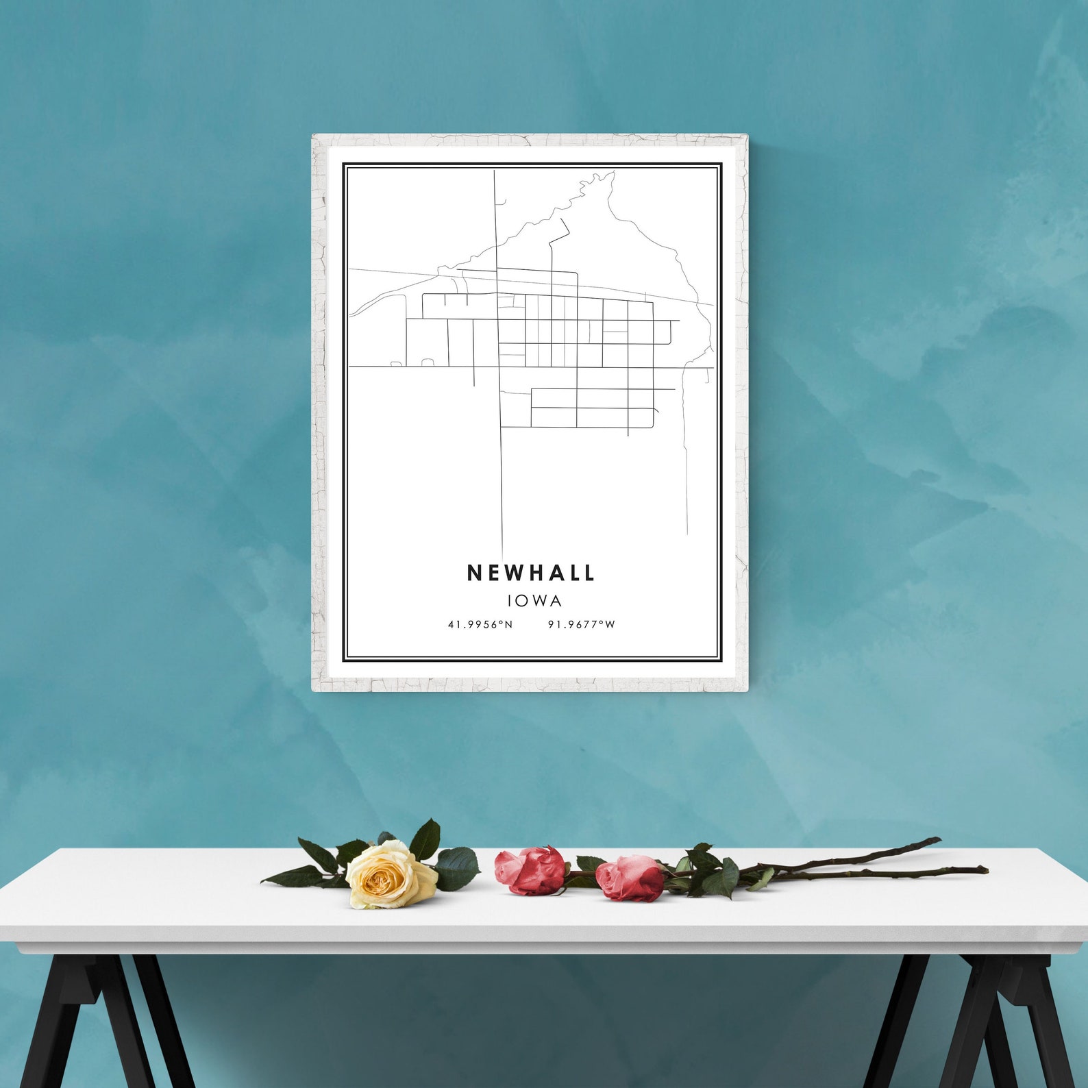 Newhall map print poster canvas Newhall Street map Iowa Etsy