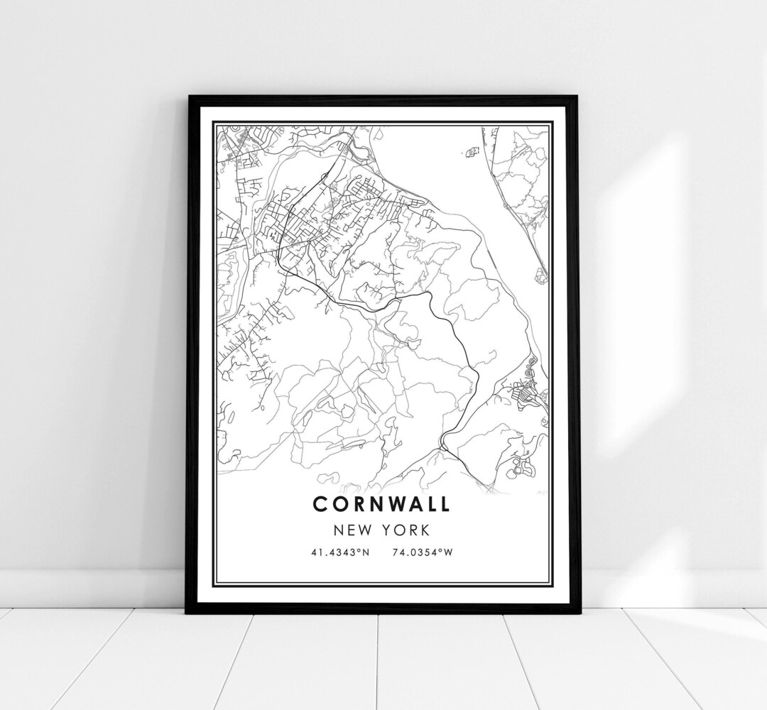 Cornwall Map Print Poster Canvas Cornwall New York Street Map Cornwall City Map Print Poster