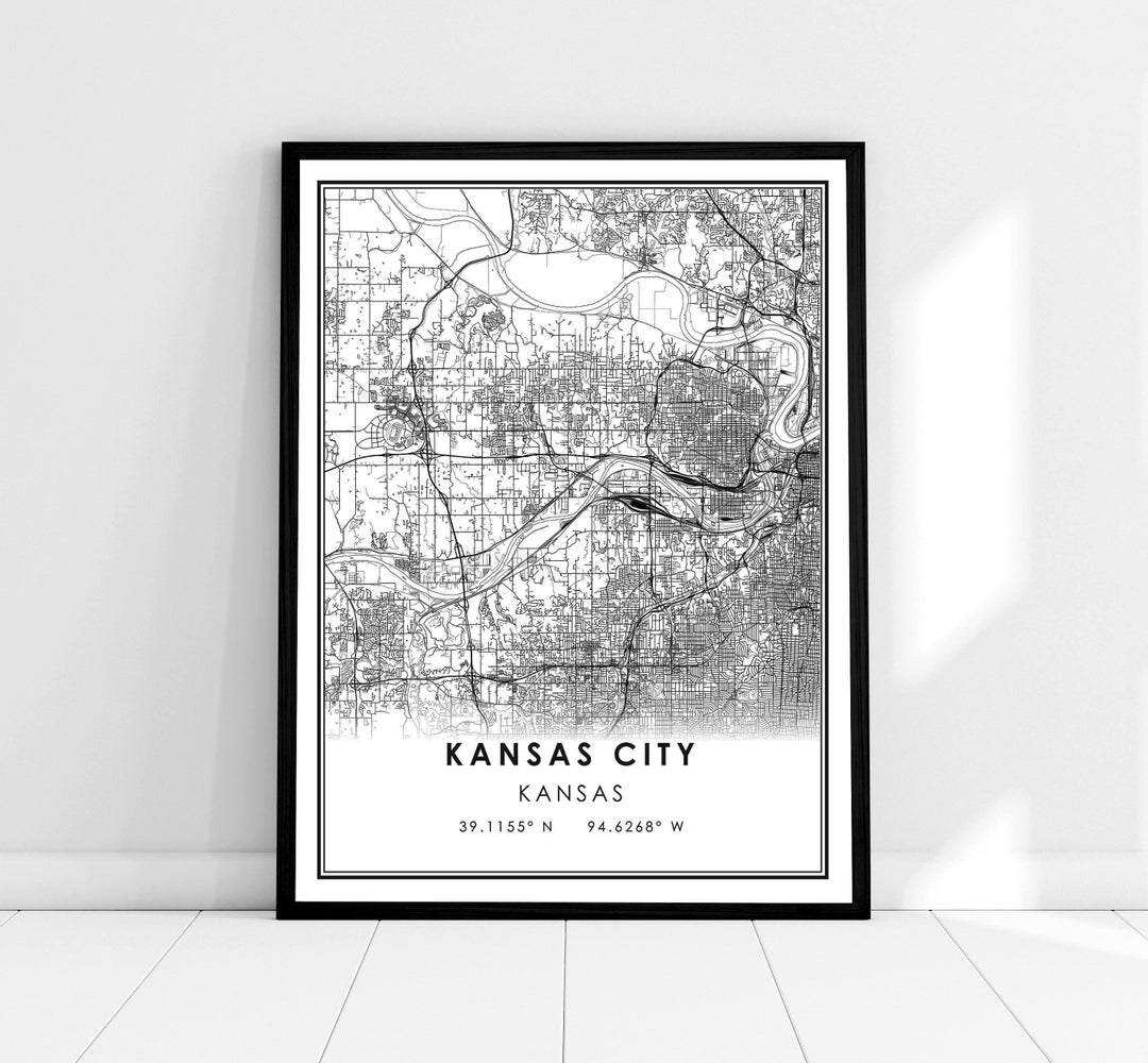 Kansas City Map Print Poster Canvas Kansas Map Print Poster Canvas Kansas City City Map Print