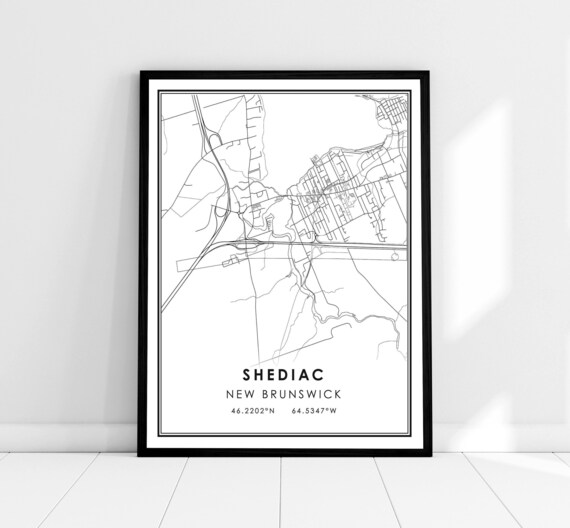 Shediac New Brunswick Map Shediac Map Print Poster Canvas New Brunswick Map Print | Etsy