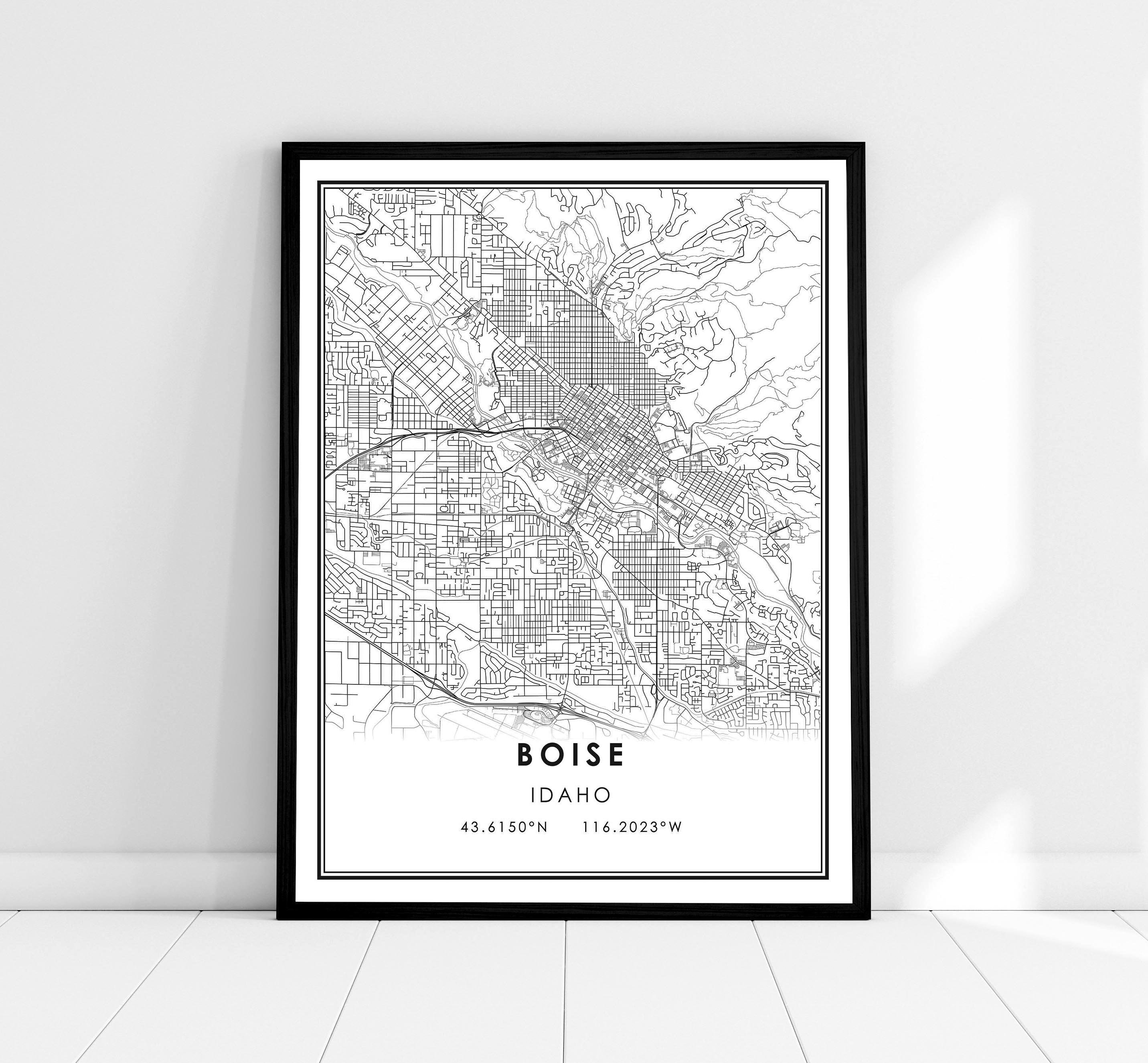 Boise Map Print Poster Canvas | Idaho Map Print Poster Canvas | Boise ...