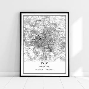 Lviv Ukraine map print poster canvas | Lviv city map print poster canvas