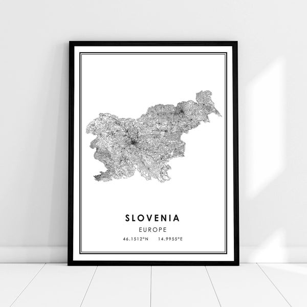 Slovenia country map print poster canvas | Slovenia Country road map print poster canvas