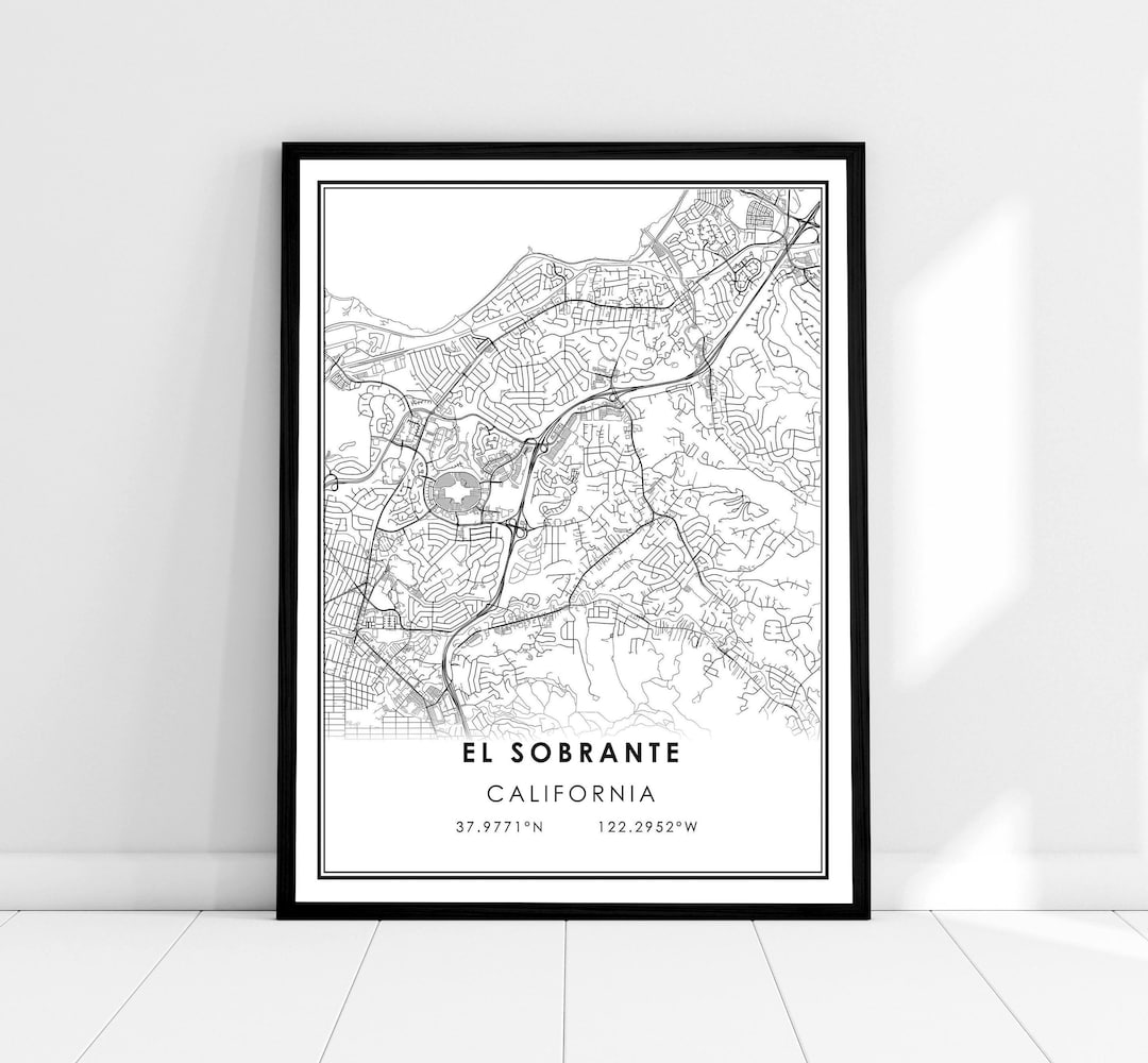 El Sobrante Map Print Poster Canvas California Map Print Poster Canvas