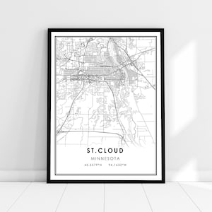 St. Cloud map print poster canvas | Minnesota map print poster canvas | St. Cloud city map print poster canvas